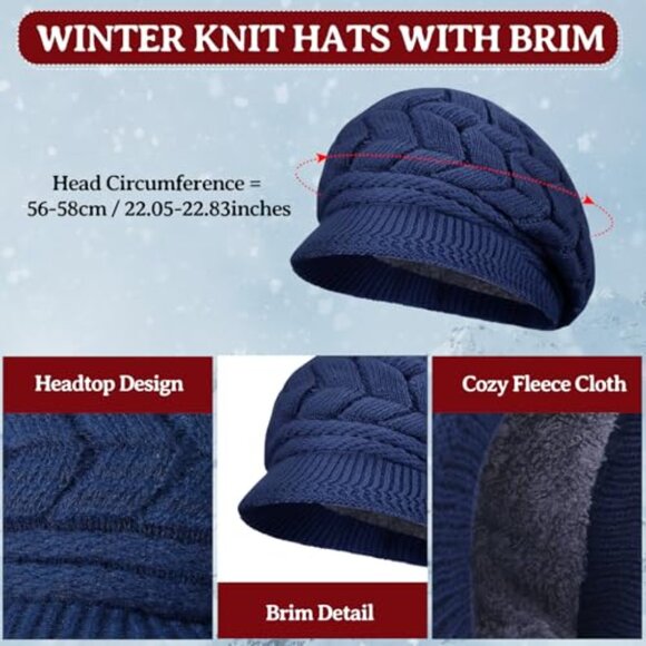 Winter Hat & Gloves Set - Knitted Touchscreen Mittens & Beanie main image 5